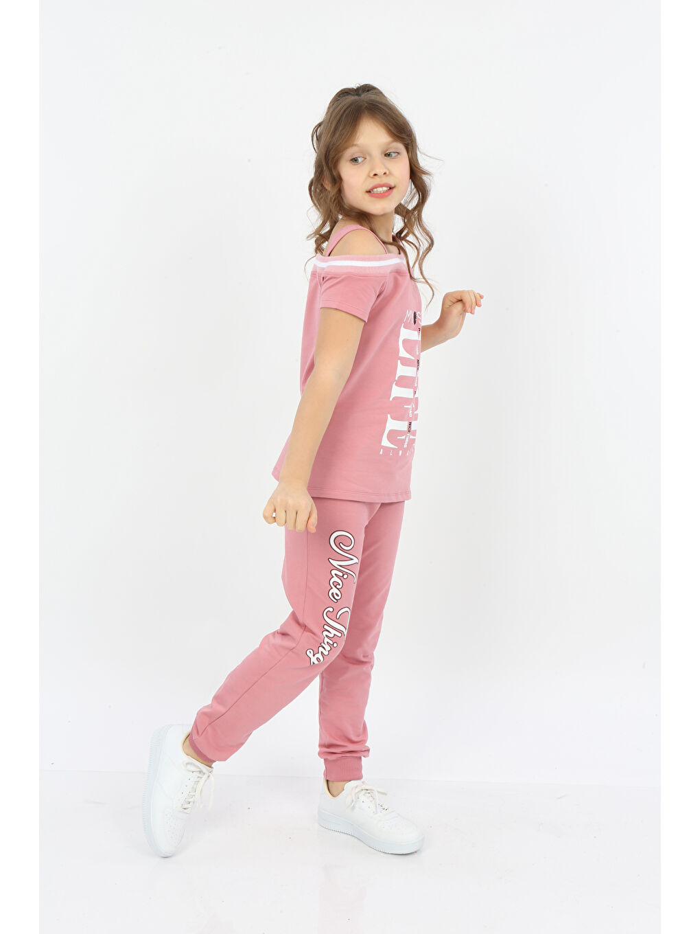 Pembe Kız Çocuk My Self Baskılı Eşofman Takım-1