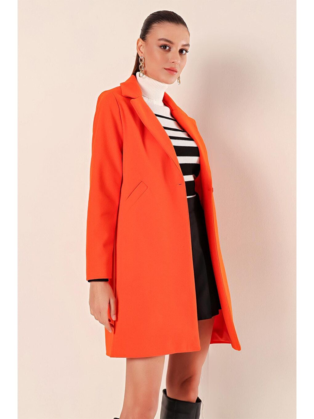 9085 Kaşe Kaban - Turuncu