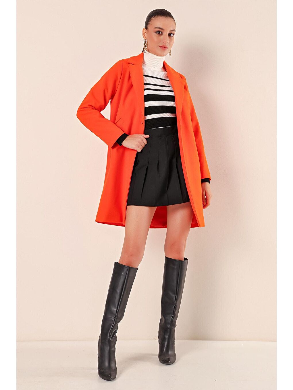 9085 Kaşe Kaban - Turuncu-1