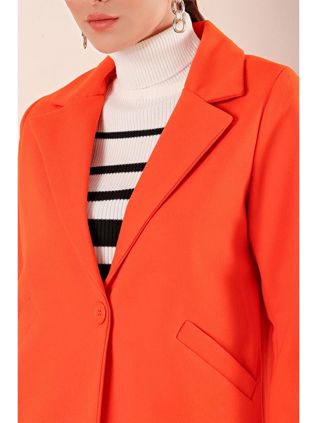 9085 Kaşe Kaban - Turuncu-3