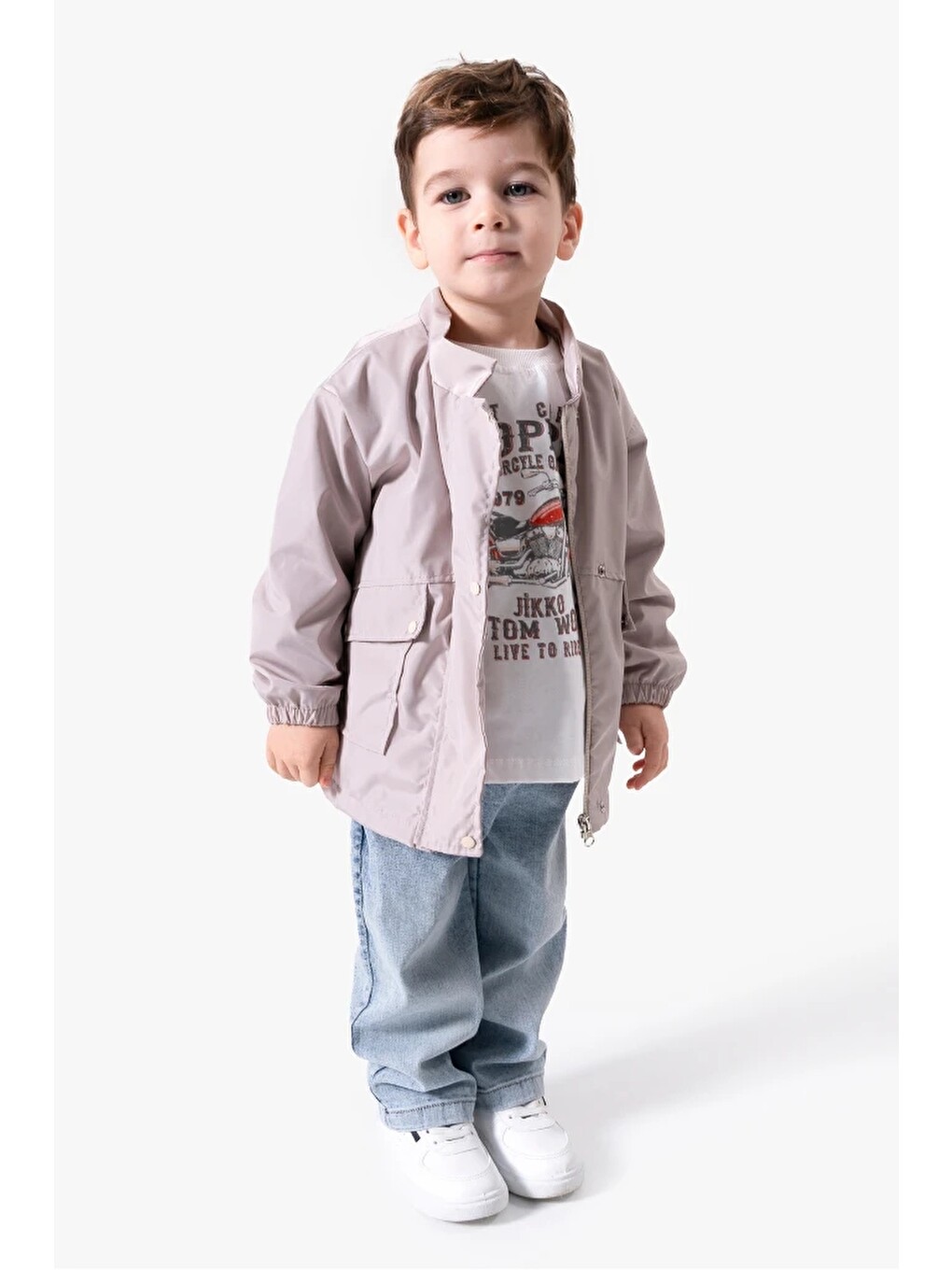 Gri Motor Baskılı Erkek Bebek Günlük 3’lü Set 9087-2