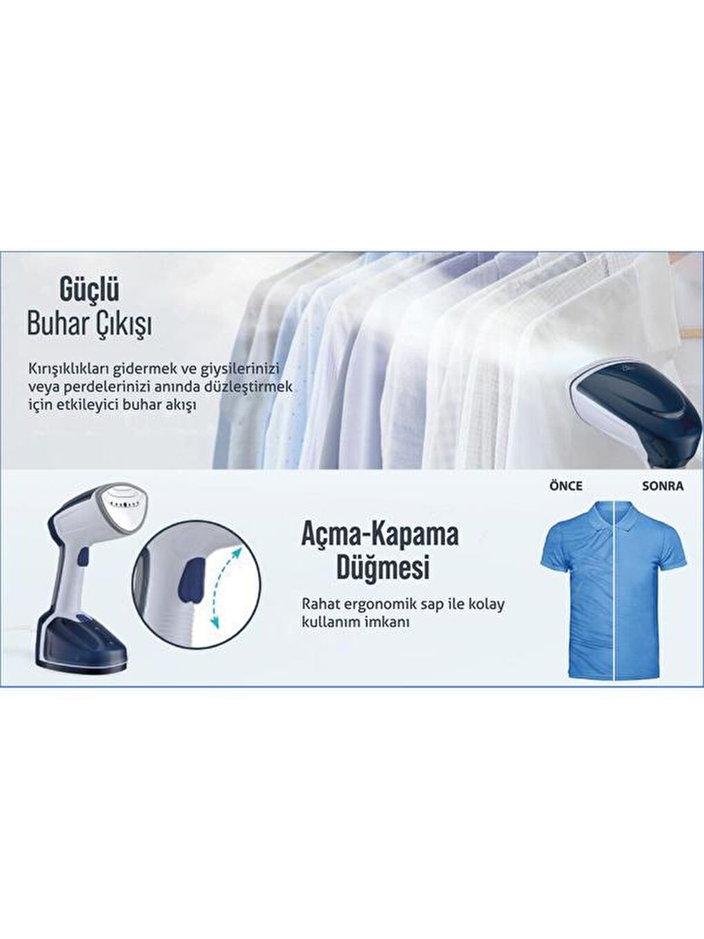 SSI-6626 Buharlı Elbise Kırışıklık Giderici - Lacivert / Beyaz-1