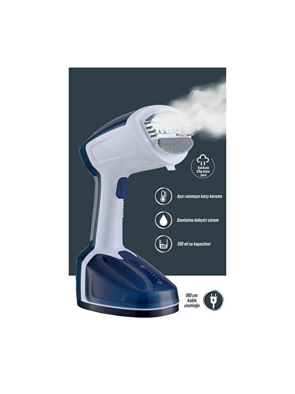 SSI-6626 Buharlı Elbise Kırışıklık Giderici - Lacivert / Beyaz-3