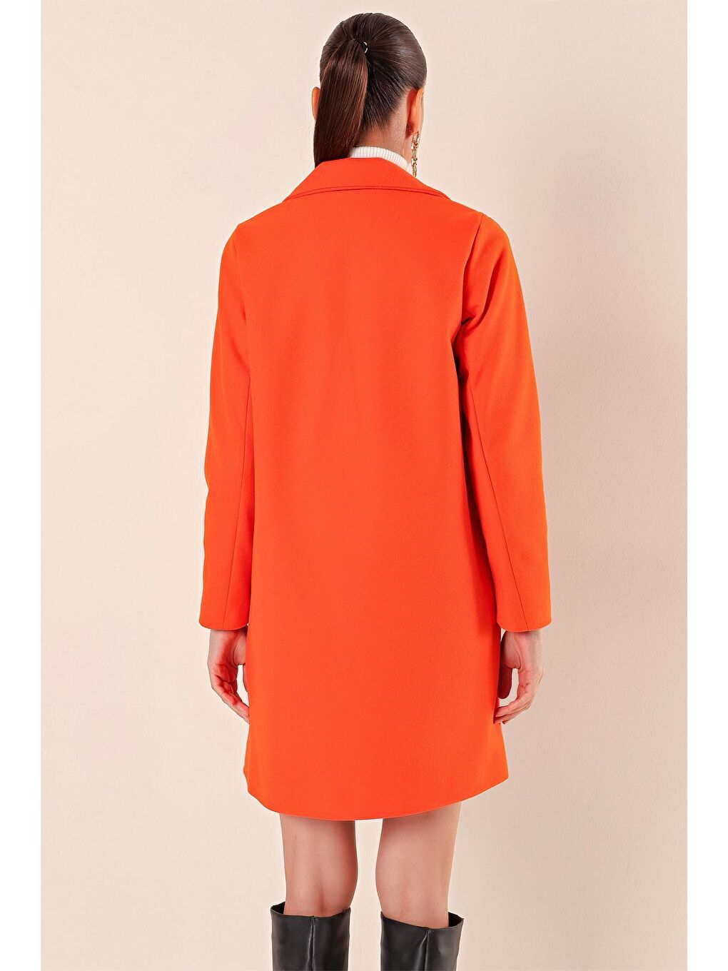 9085 Kaşe Kaban - Turuncu-5