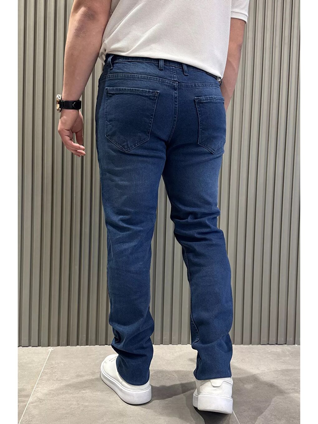 Mavi Erkek Elastanlı Düğmeli Jean Pantolon-2