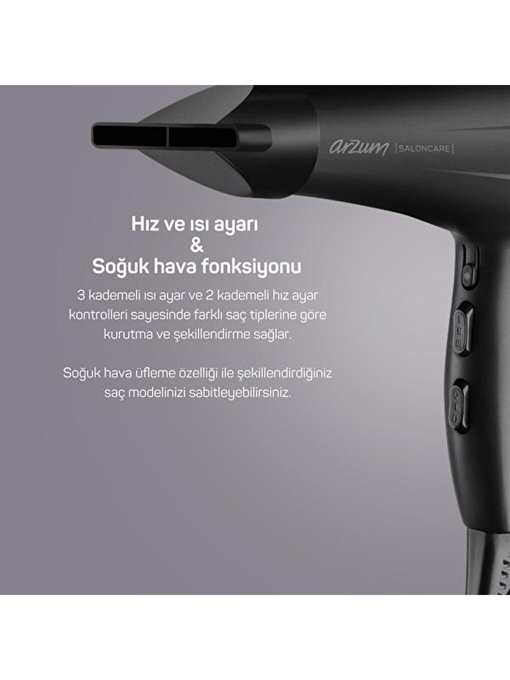 AR5098 Saloncare Profesyonel Saç Kurutma Makinesi - Siyah - 2200 Watt-2