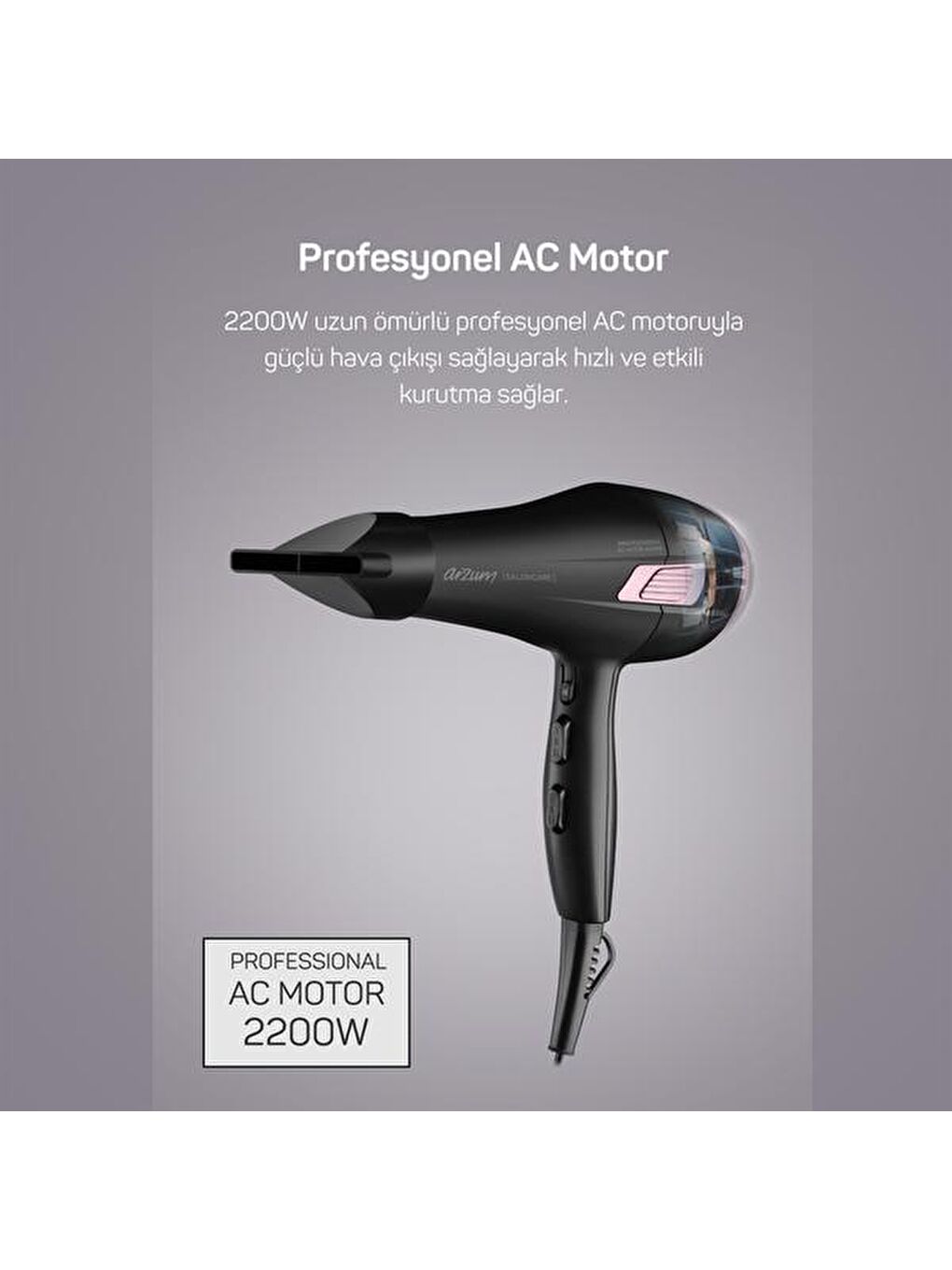 AR5098 Saloncare Profesyonel Saç Kurutma Makinesi - Siyah - 2200 Watt-3
