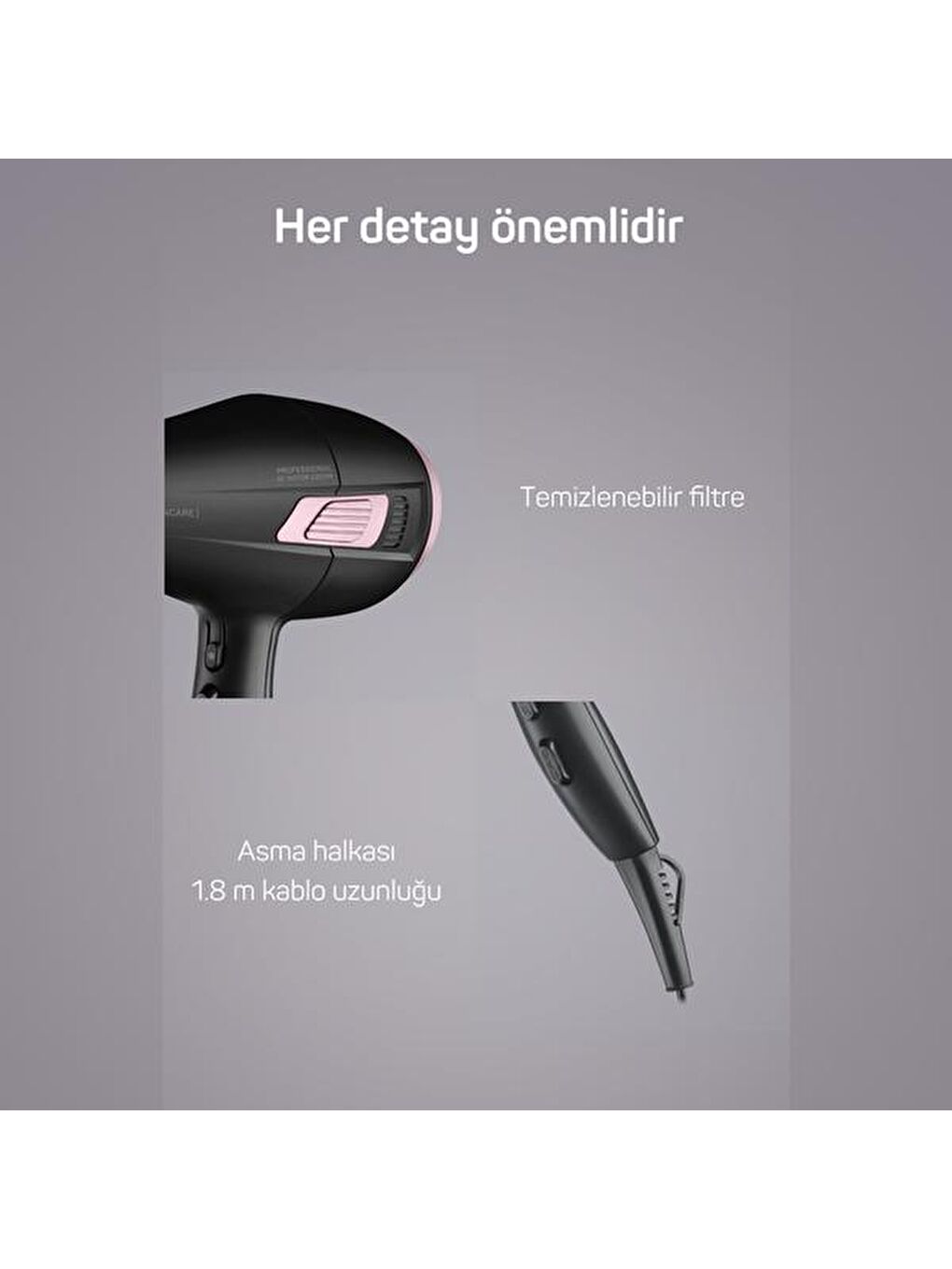 AR5098 Saloncare Profesyonel Saç Kurutma Makinesi - Siyah - 2200 Watt-4