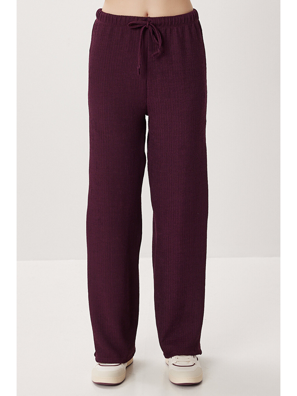 Mürdüm Geniş Paça Krinkıl Örme Pantolon MÜRDÜM LCI0057-4