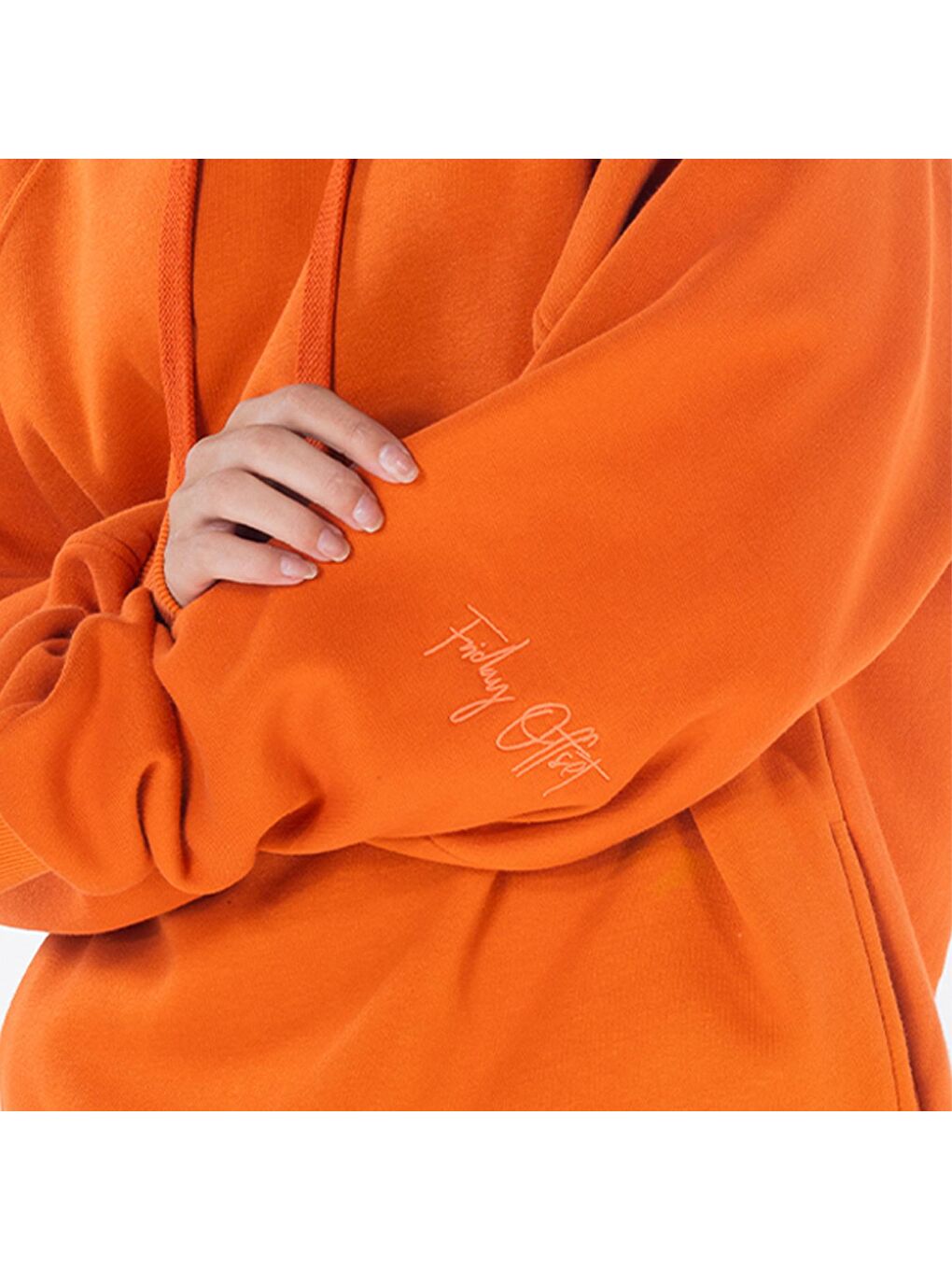 Friday Offset Pina Kadın Turuncu Kapüşonlu Oversize Sweatshirt Hoodie - 4
