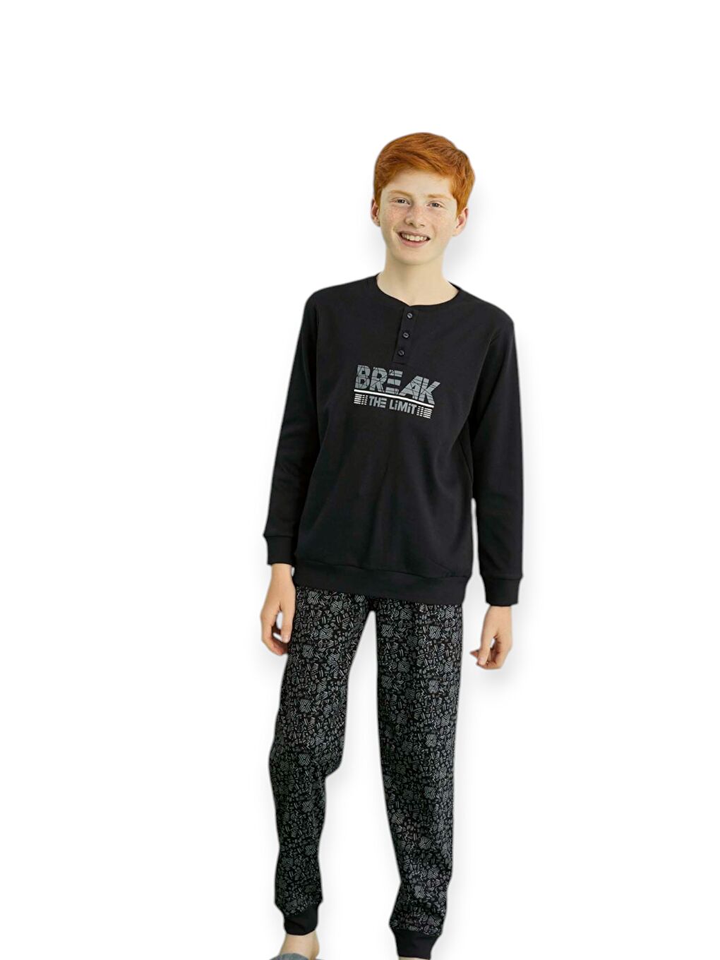 Siyah Erkek Çocuk  İnterlok Pijama Takım