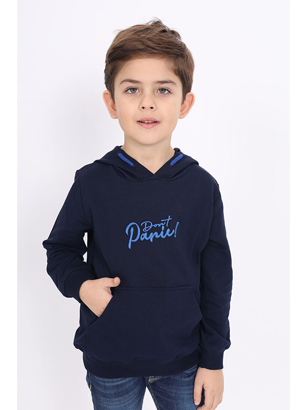 Lacivert Erkek Çocuk Nakışlı Sweatshirt