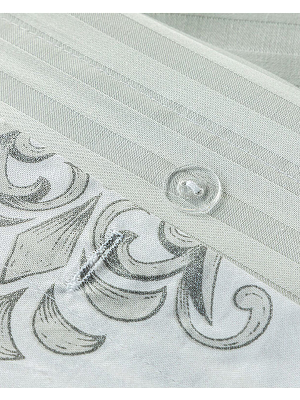 Gri Elegant Crown Çift Taraflı Pamuk Saten Çift Kişilik Nevresim Takımı Gümüş-4