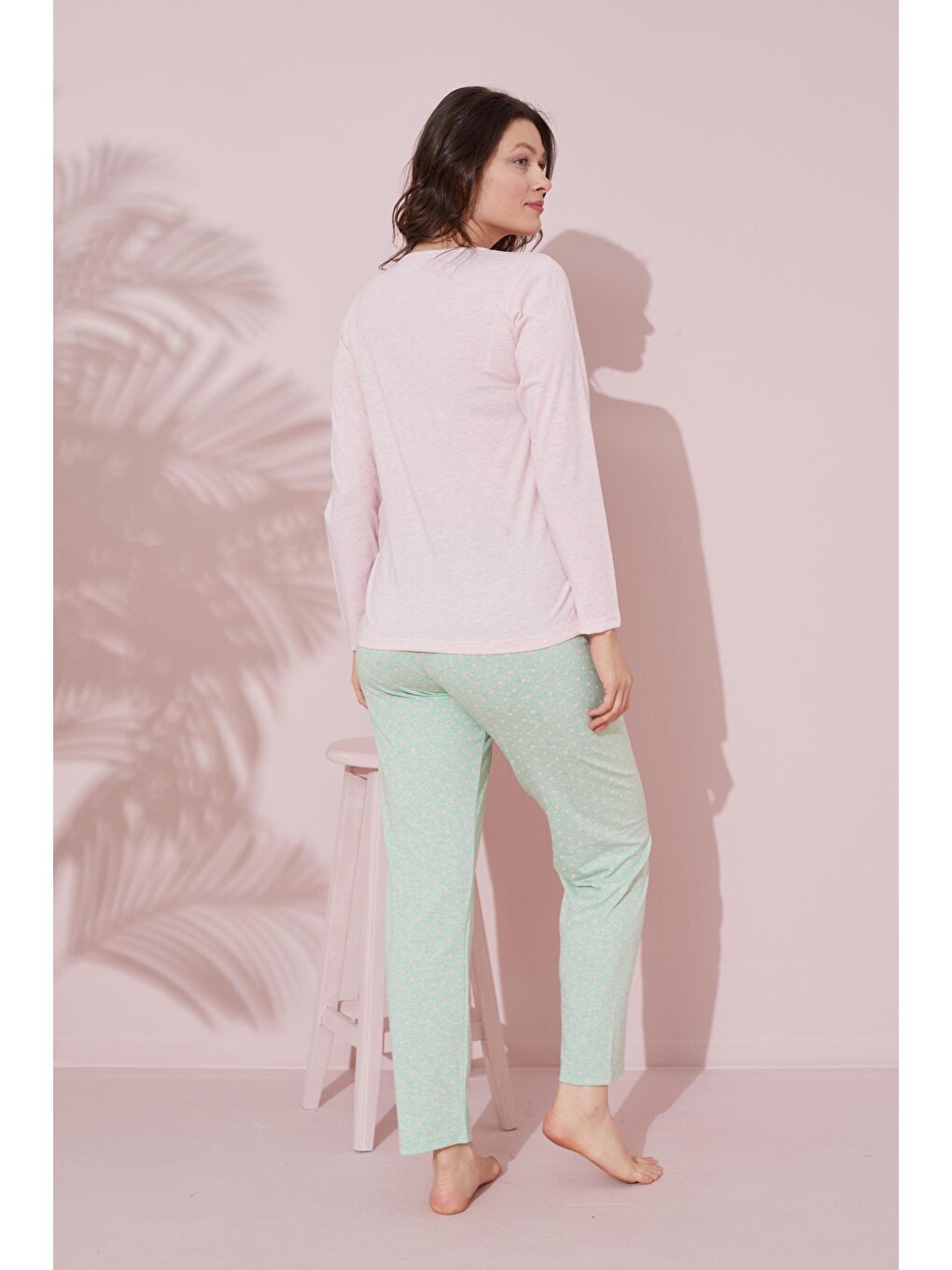 Pembe Baskılı Pamuklu Örme Pijama Takım 24240155-2