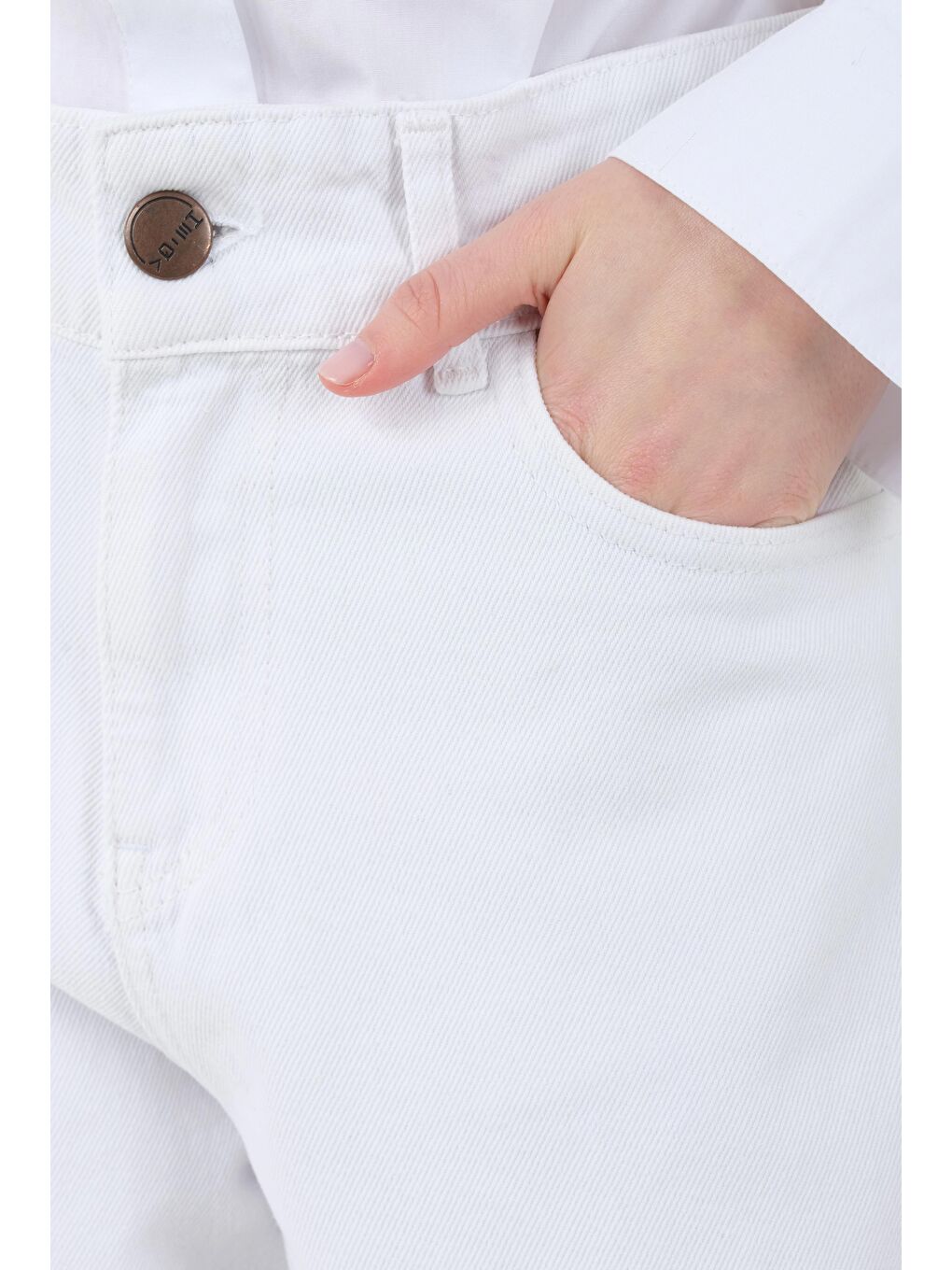 Yüksek Bel Balon Jean Beyaz-1