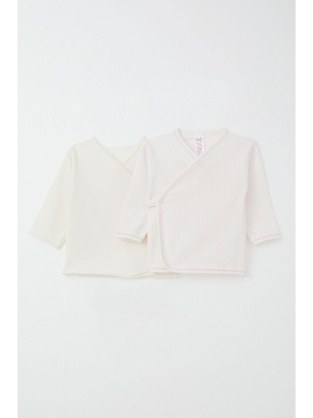 Yenidoğan Bebek İç Dış Çıtçıtlı 2 Li Zıbın Puantiye Desenli Beyaz (0-3 Ay)