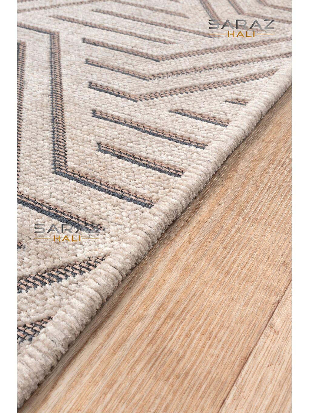 Bej Şönil Dokuma Geometrik Vizon kilim 200x290-2