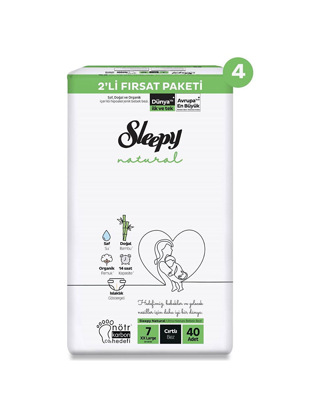 Sleepy Natural Mega Fırsat Paketi Bebek Bezi 7 Numara Xxlarge 160 Adet - 1