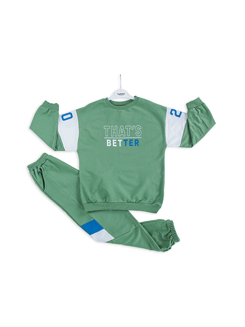 Harika Kids Yeşil Erkek Çocuk Better Baskılı Örme Basic Oversize Eşofman Takımı