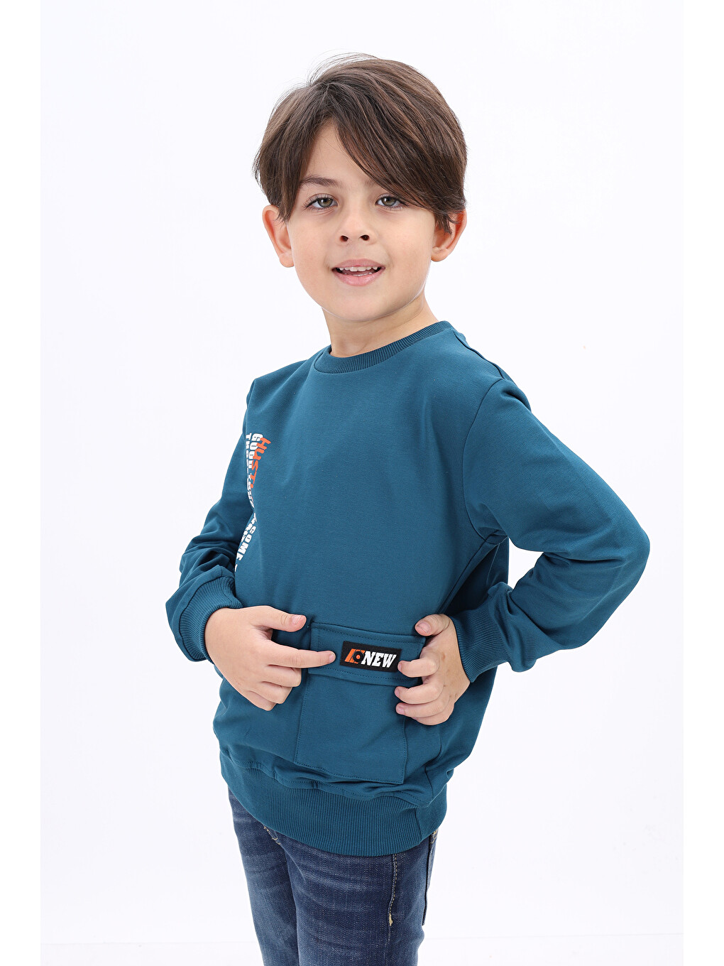 Petrol Erkek Çocuk Baskılı Sweatshirt-1