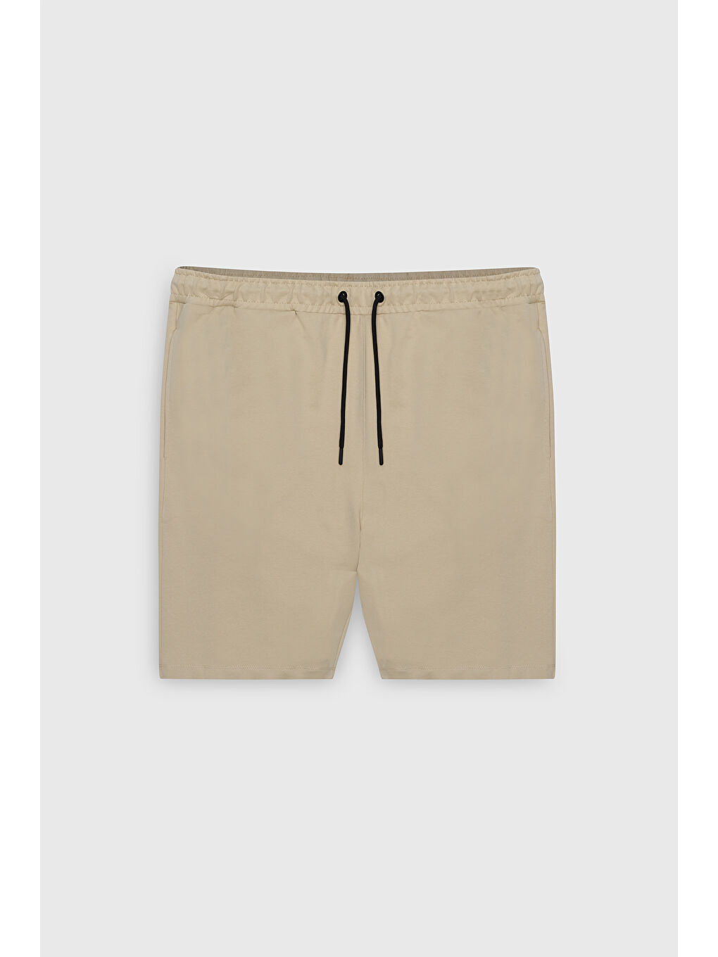 Erkek Bej Standart Fit Normal Kesim Pamuklu Esnek Örme Şort-6
