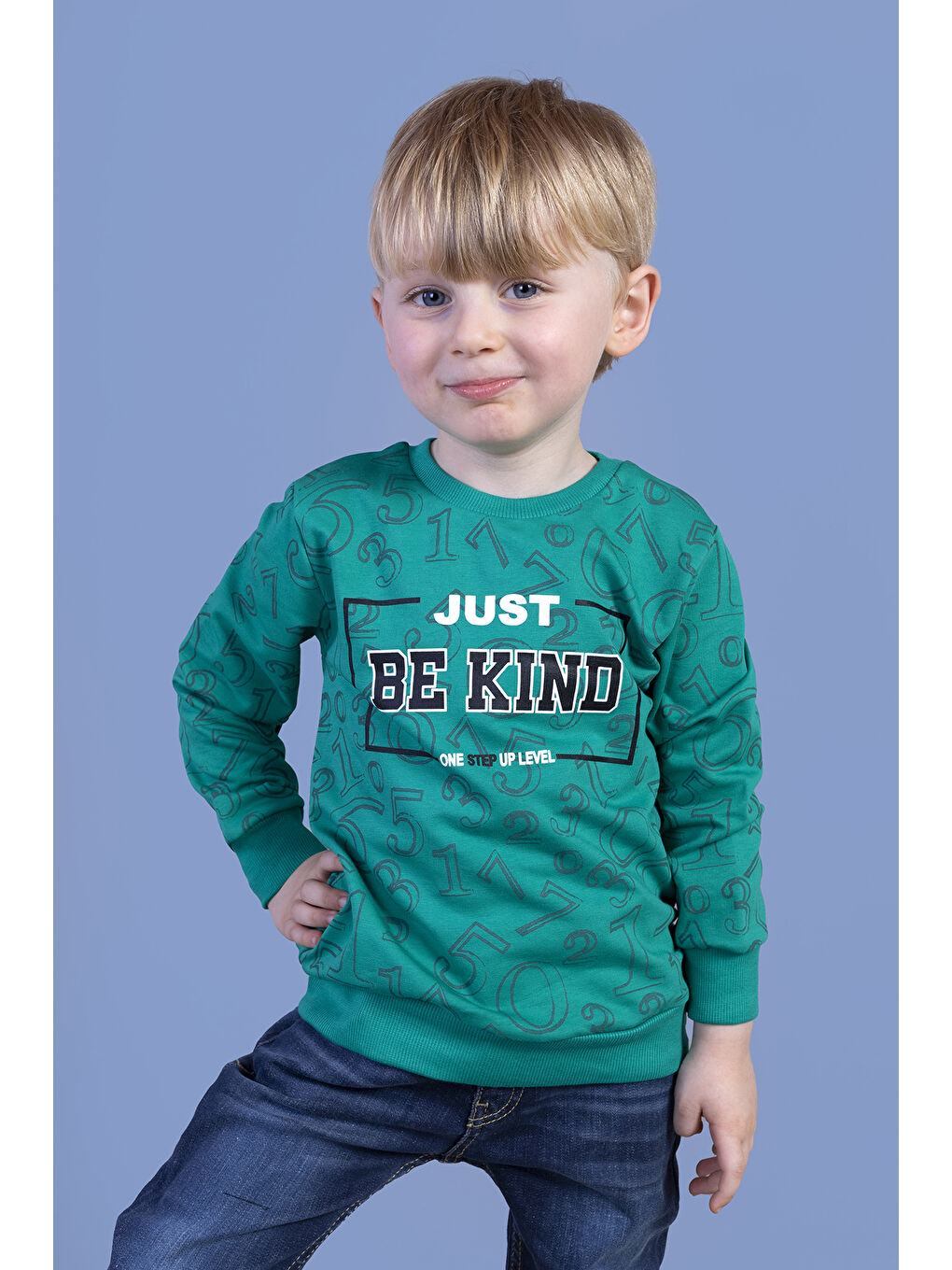 Toontoykids Yeşil Erkek Çocuk Sayı Baskılı Sweatshirt