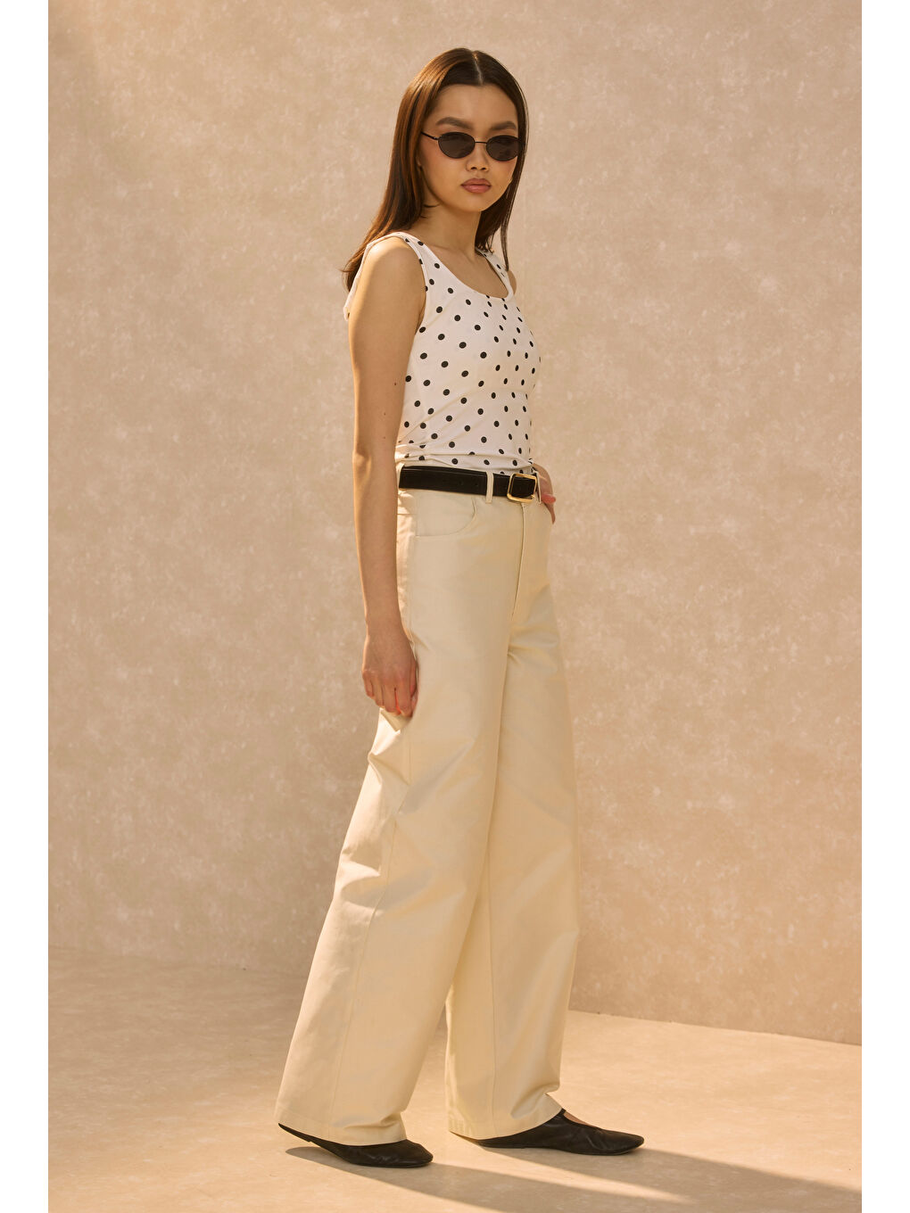 Gabardin Barrel Pantolon Ekru-3