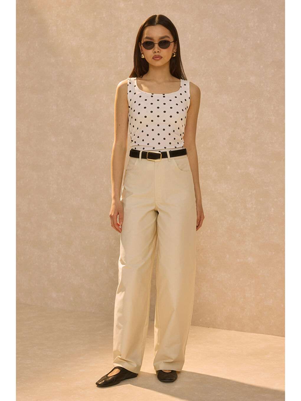 Gabardin Barrel Pantolon Ekru-4