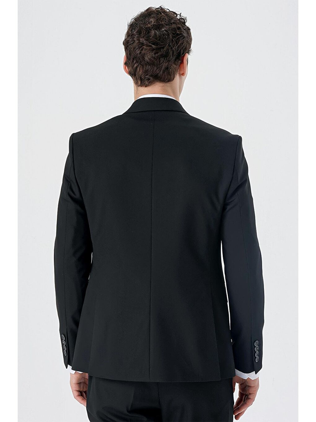 Siyah Armürlü Kırlangıç Yaka Yelekli Elastanlı 6 Drop Slim Fit Klasik Takım Elbise 1001240150-7