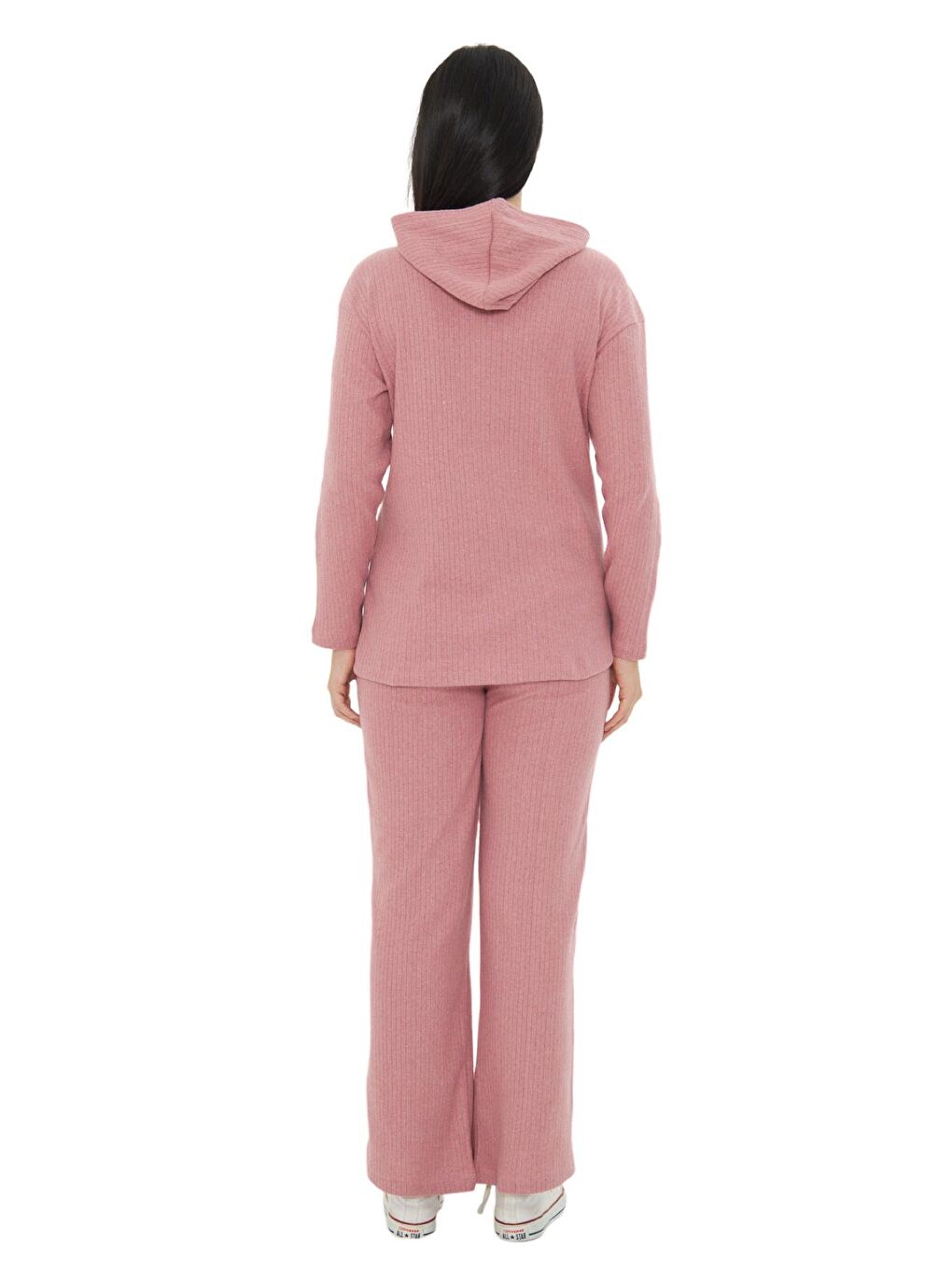 Pembe Örme Kapüşonlu Kadın Hamile Alt Üst Takımı-3