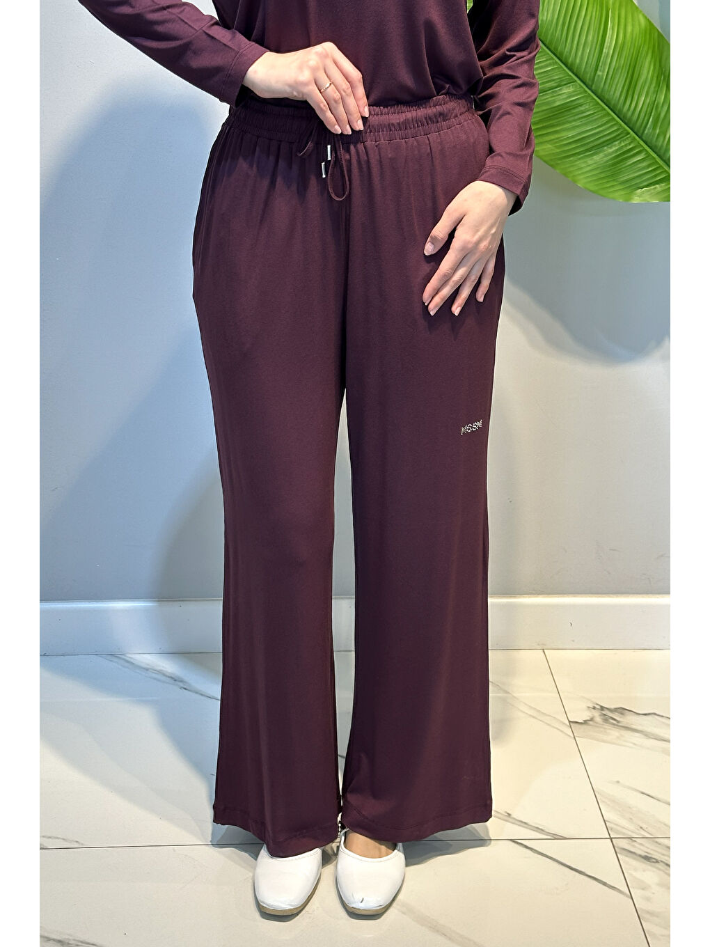 Taşlı Pantolon 5356 Mürdüm-1