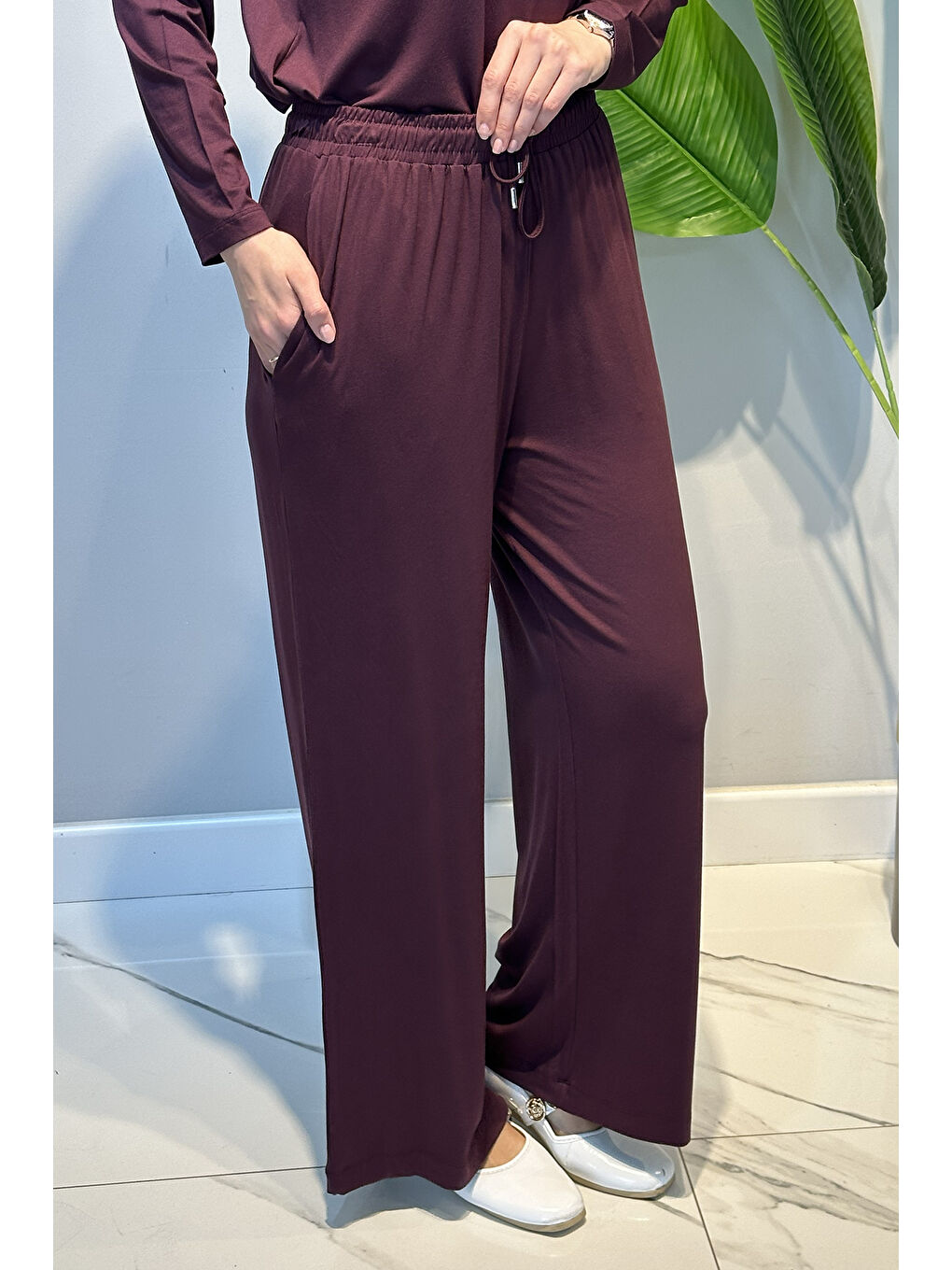 Taşlı Pantolon 5356 Mürdüm-3