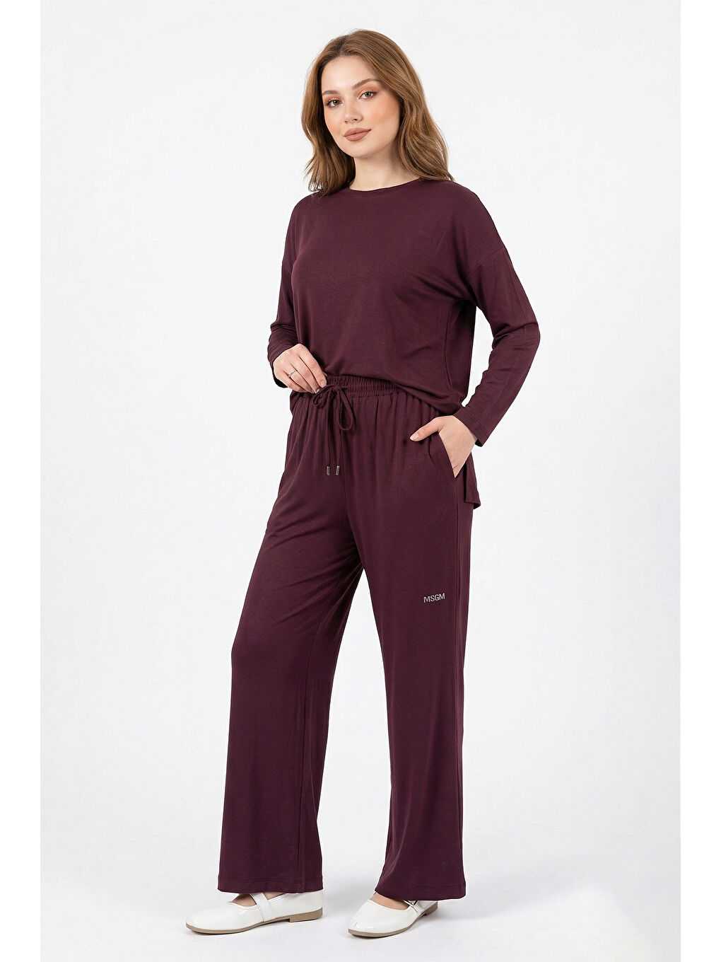 Taşlı Pantolon 5356 Mürdüm-4