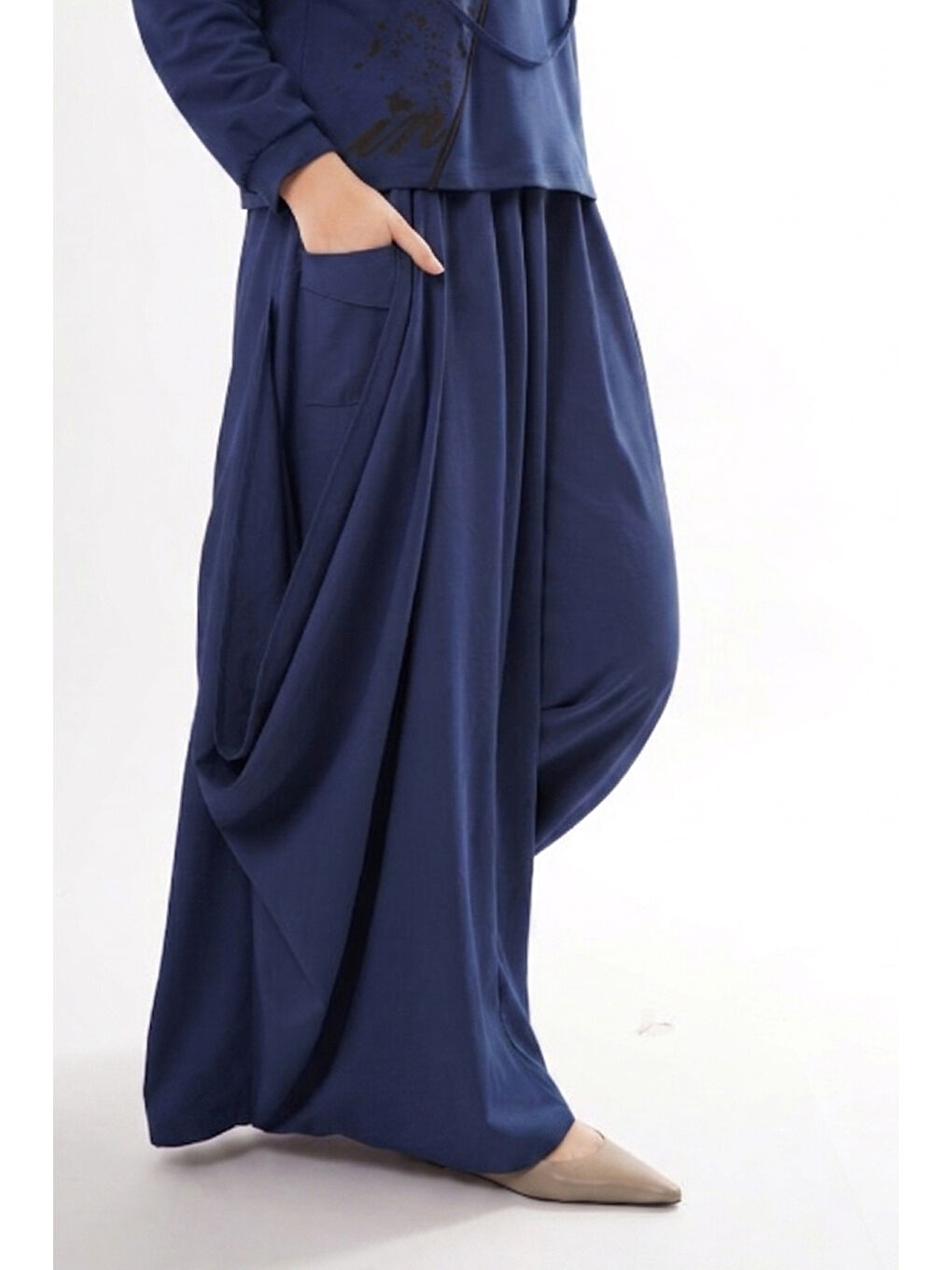 Yandan Büyük Torba Cepli Zeyna Pantolon 330 Lacivert