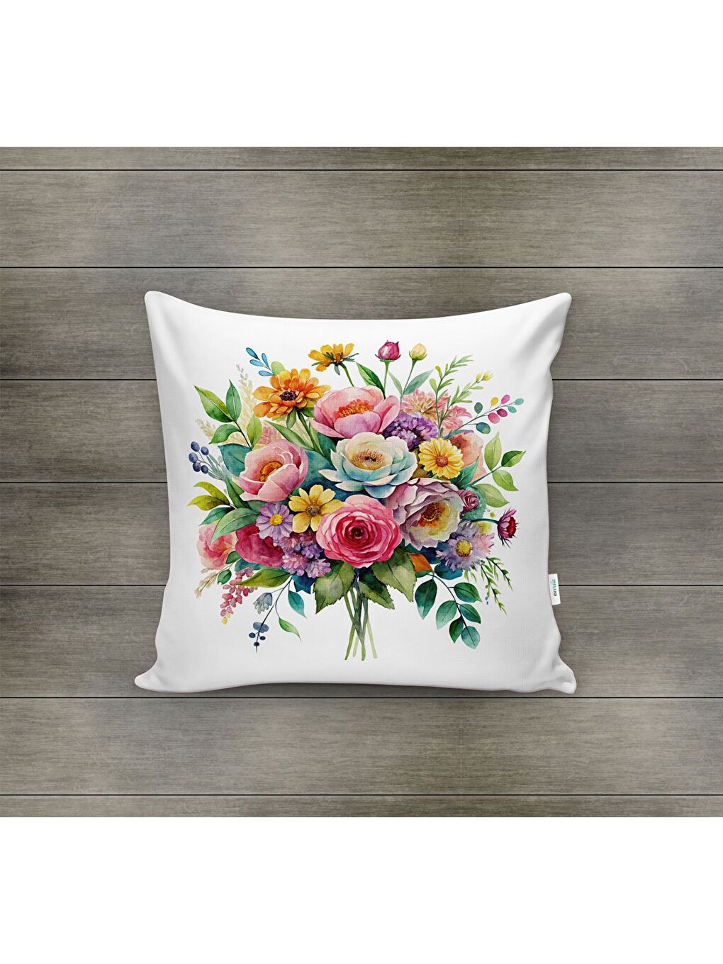 Karışık Bahar Temalı Kadife Kırlent Kılıfı 43x43 Cm Çift Taraf Baskı-1