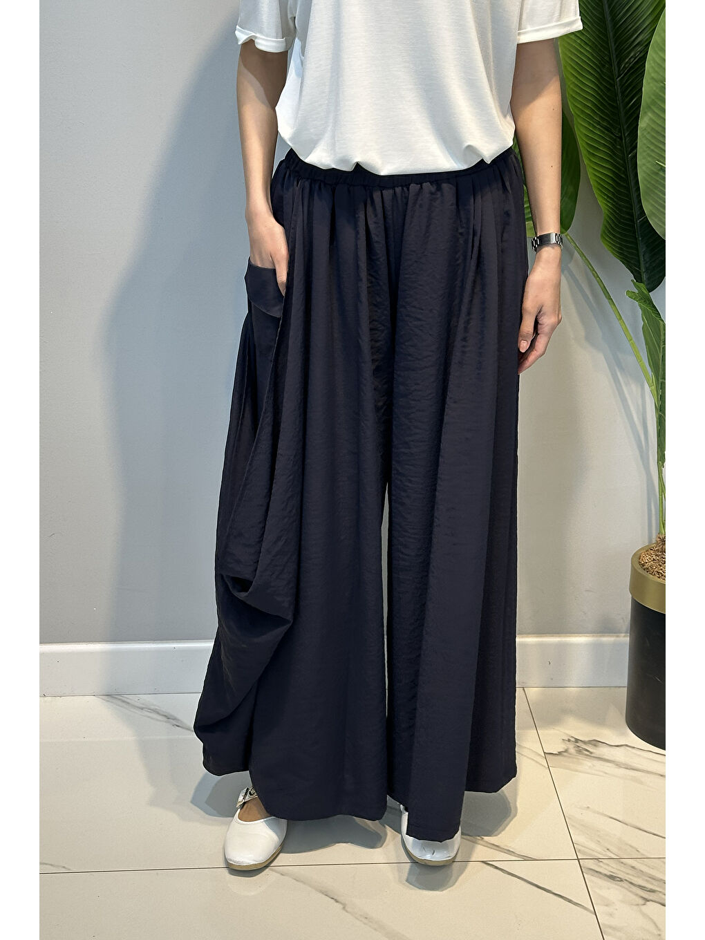 Yandan Büyük Torba Cepli Zeyna Pantolon 330 Lacivert-1