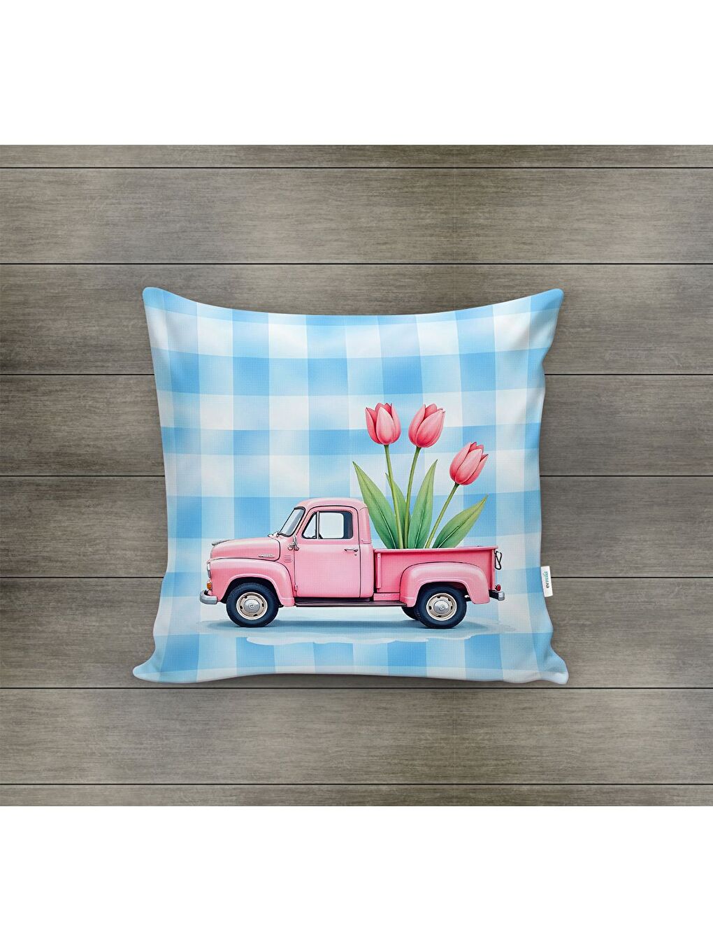 Karışık Bahar Temalı Kadife Kırlent Kılıfı 43x43 Cm Çift Taraf Baskı-1