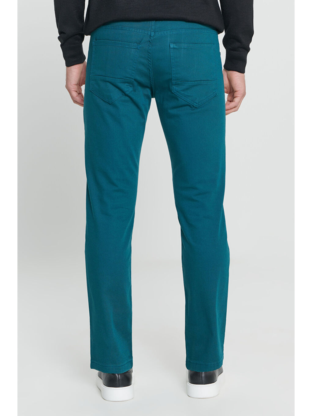 Erkek Petrol Comfort Fit Rahat Kesim 5 Cep Armürlü Pamuklu Pantolon-5