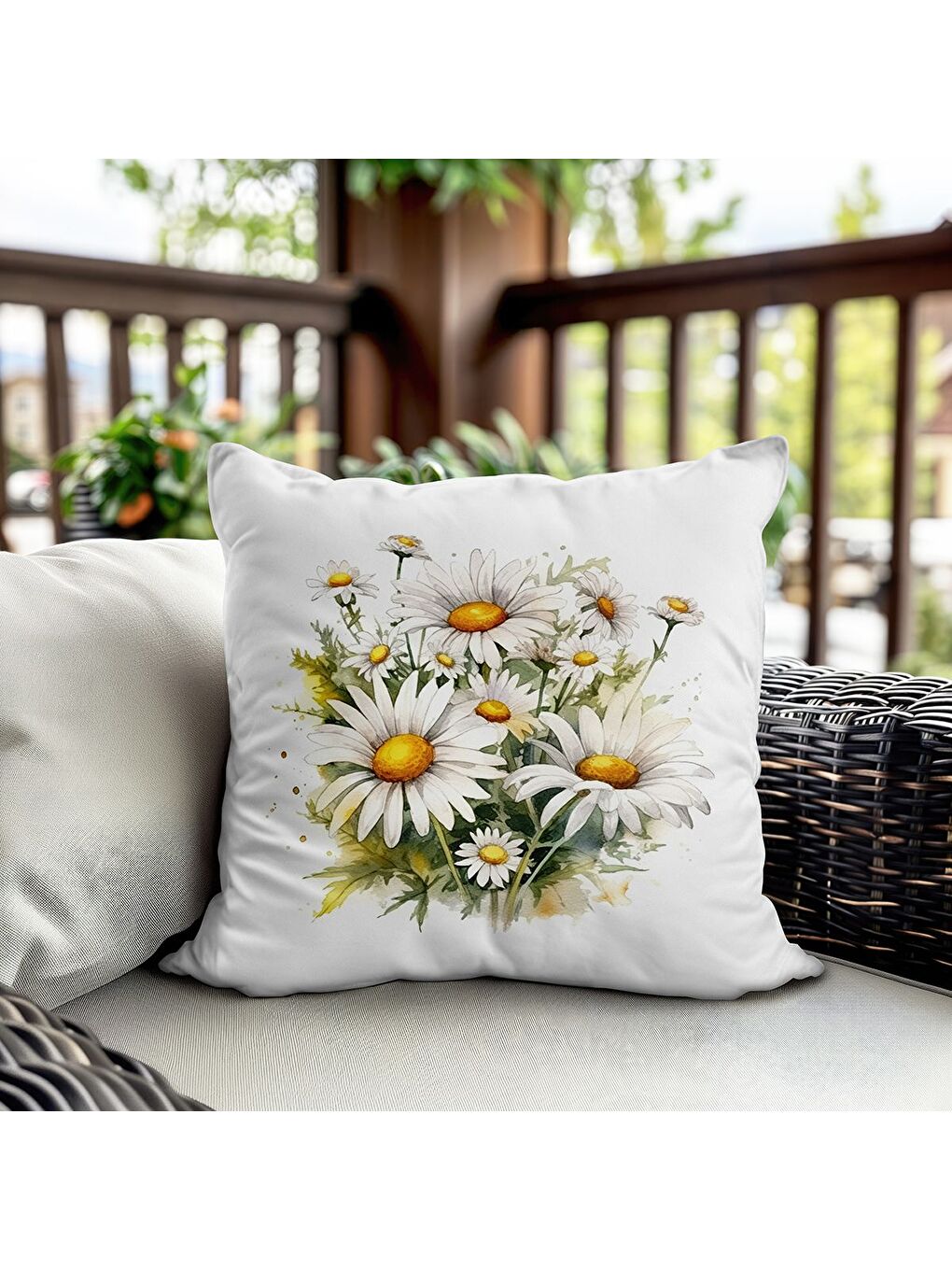 Karışık Bahar Temalı Kadife Kırlent Kılıfı 43x43 Cm Çift Taraf Baskı