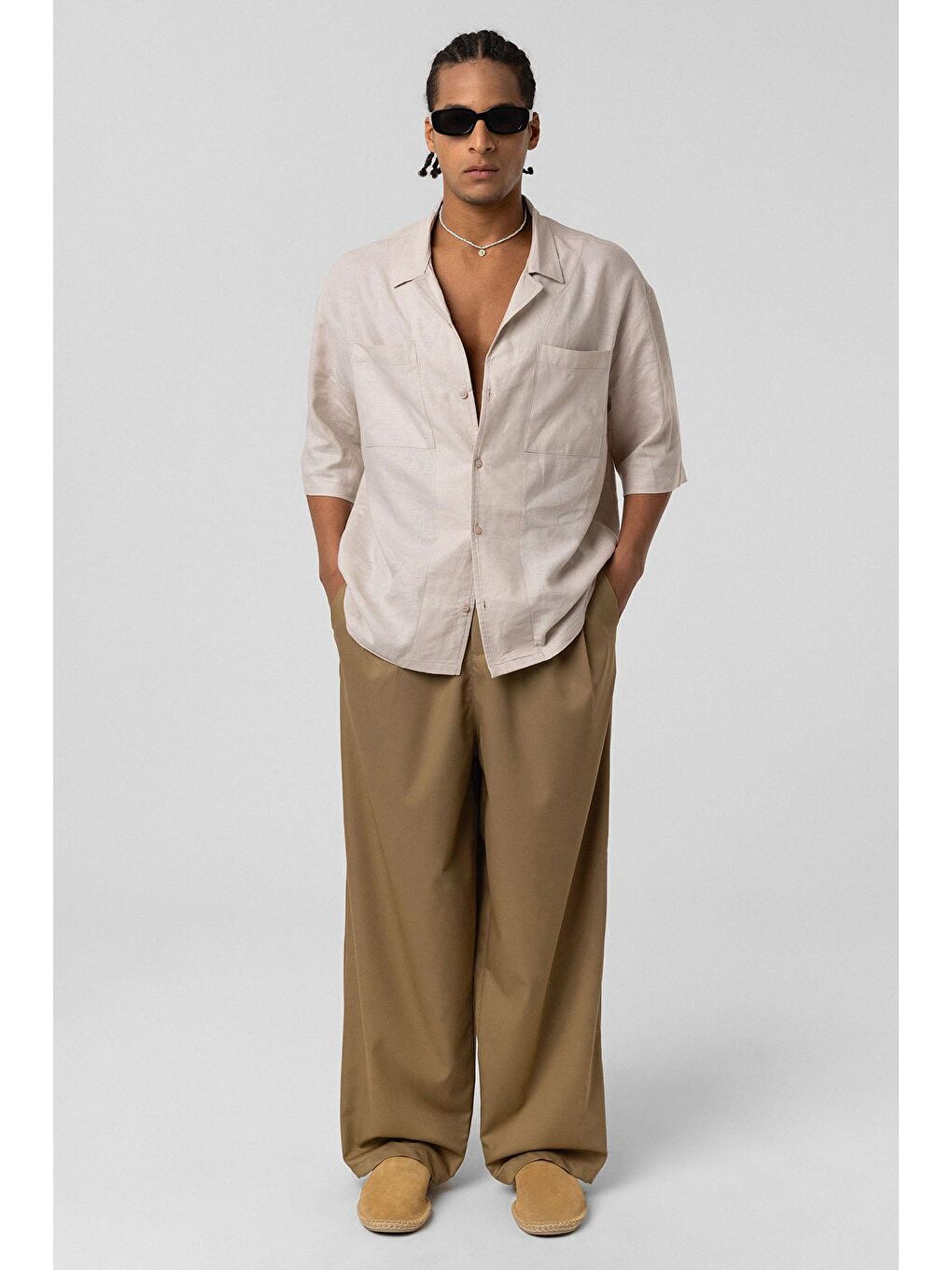 Baggy Fit Kumaş Pantolon Haki