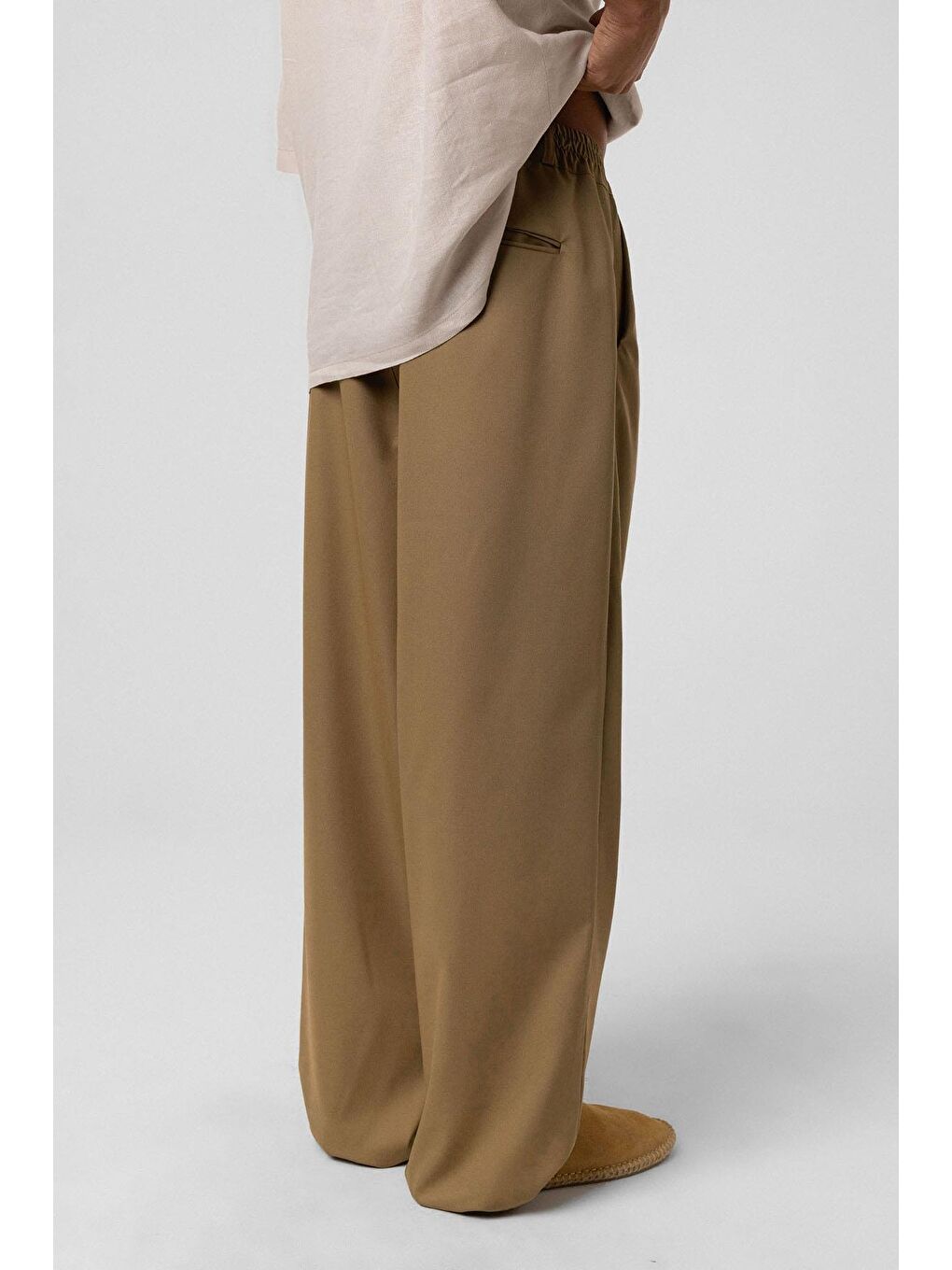 Baggy Fit Kumaş Pantolon Haki-3