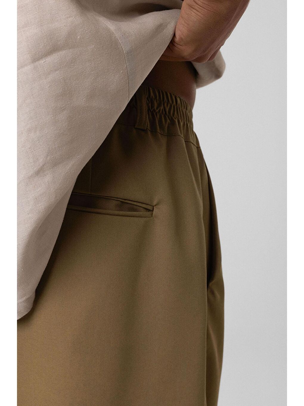 Baggy Fit Kumaş Pantolon Haki-4