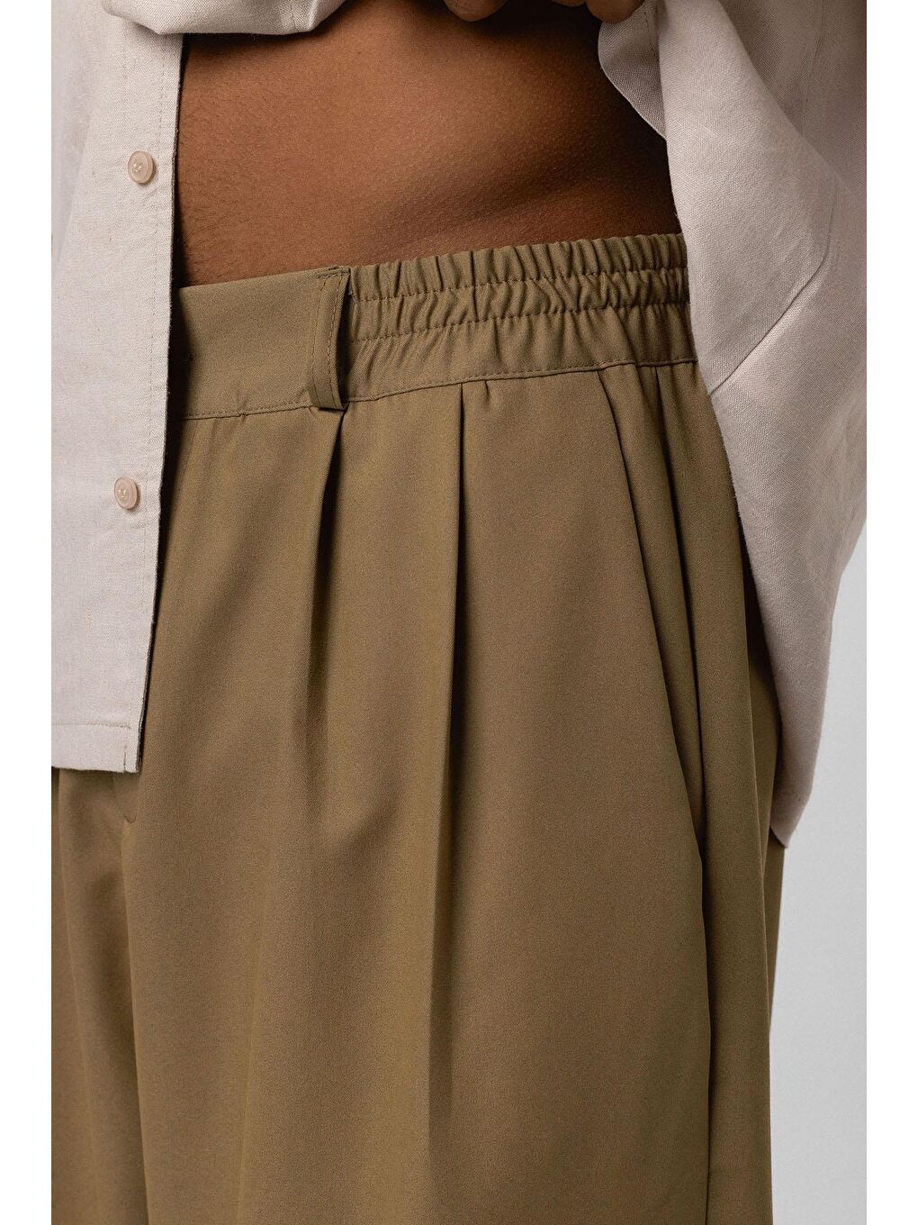 Baggy Fit Kumaş Pantolon Haki-5