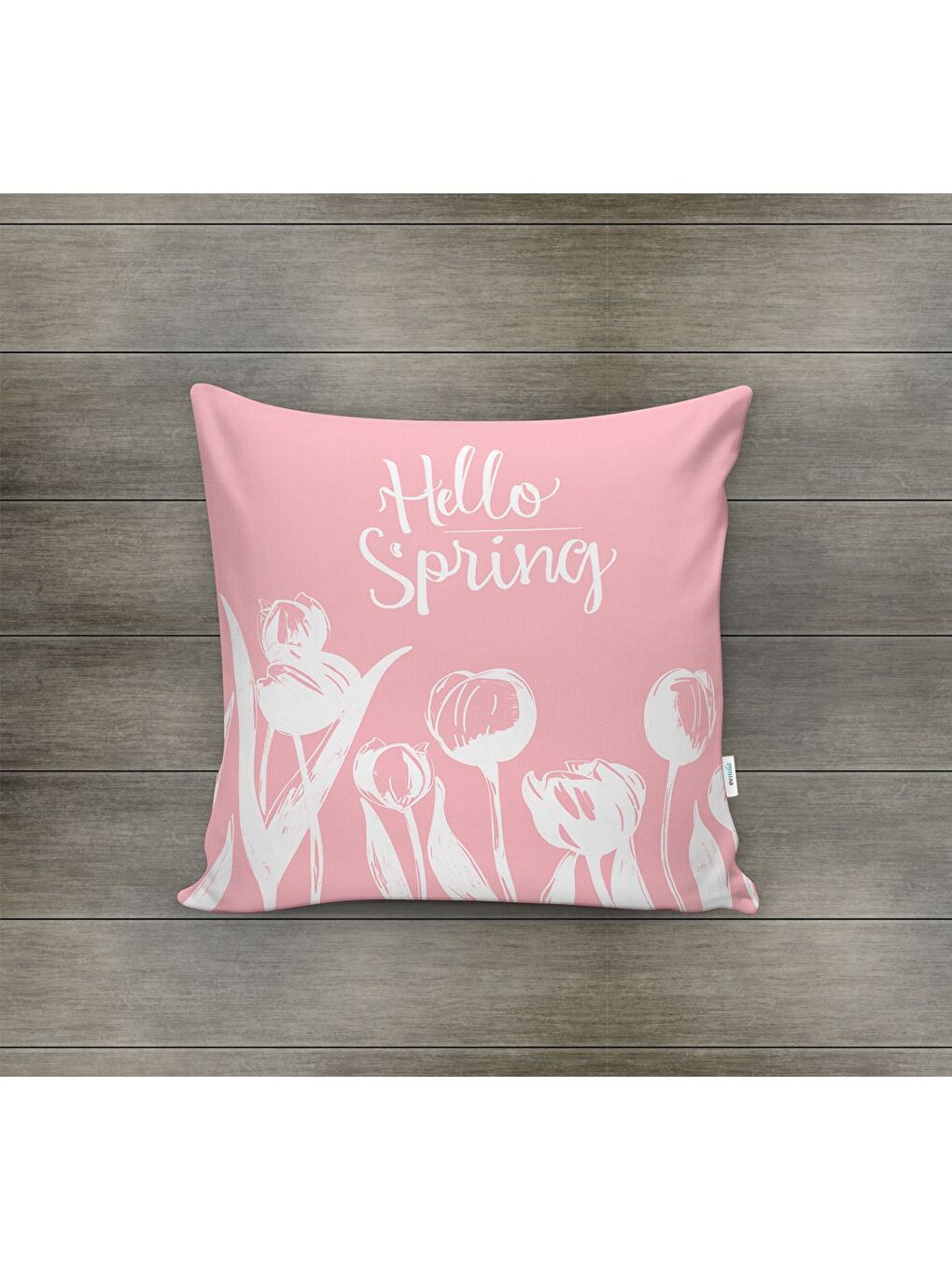 Karışık Bahar Temalı Kadife Kırlent Kılıfı 43x43 Cm Çift Taraf Baskı-1