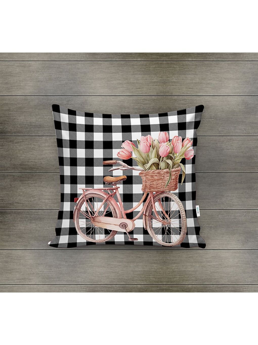 Karışık Bahar Temalı Kadife Kırlent Kılıfı 43x43 Cm Çift Taraf Baskı-1