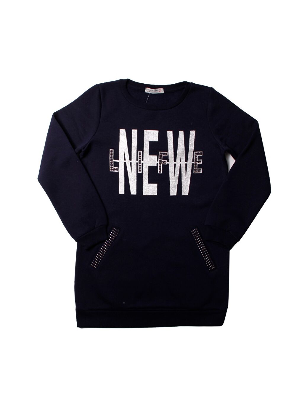 Toontoykids Lacivert Tonotoy Kız Çocuk New Life Varak Baskılı Cepli Sweatshirt