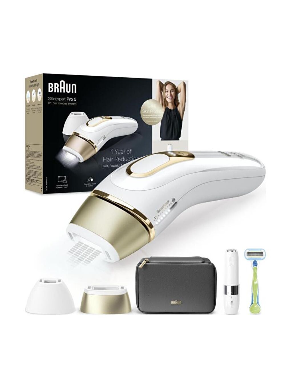 IPL Silk·expert Pro 5, Evde Tüy Alma, Çanta, Venus Tıraş Makinesi, 2 Başlık ile, PL5146