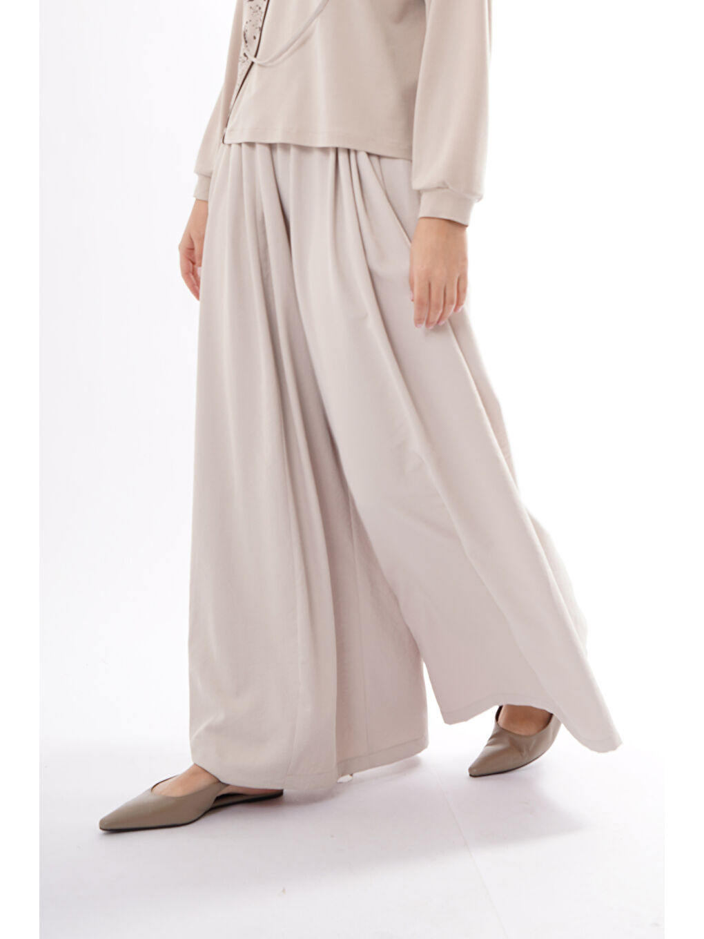 Bej Yandan Büyük Torba Cepli Zeyna Pantolon 330 Taş-1