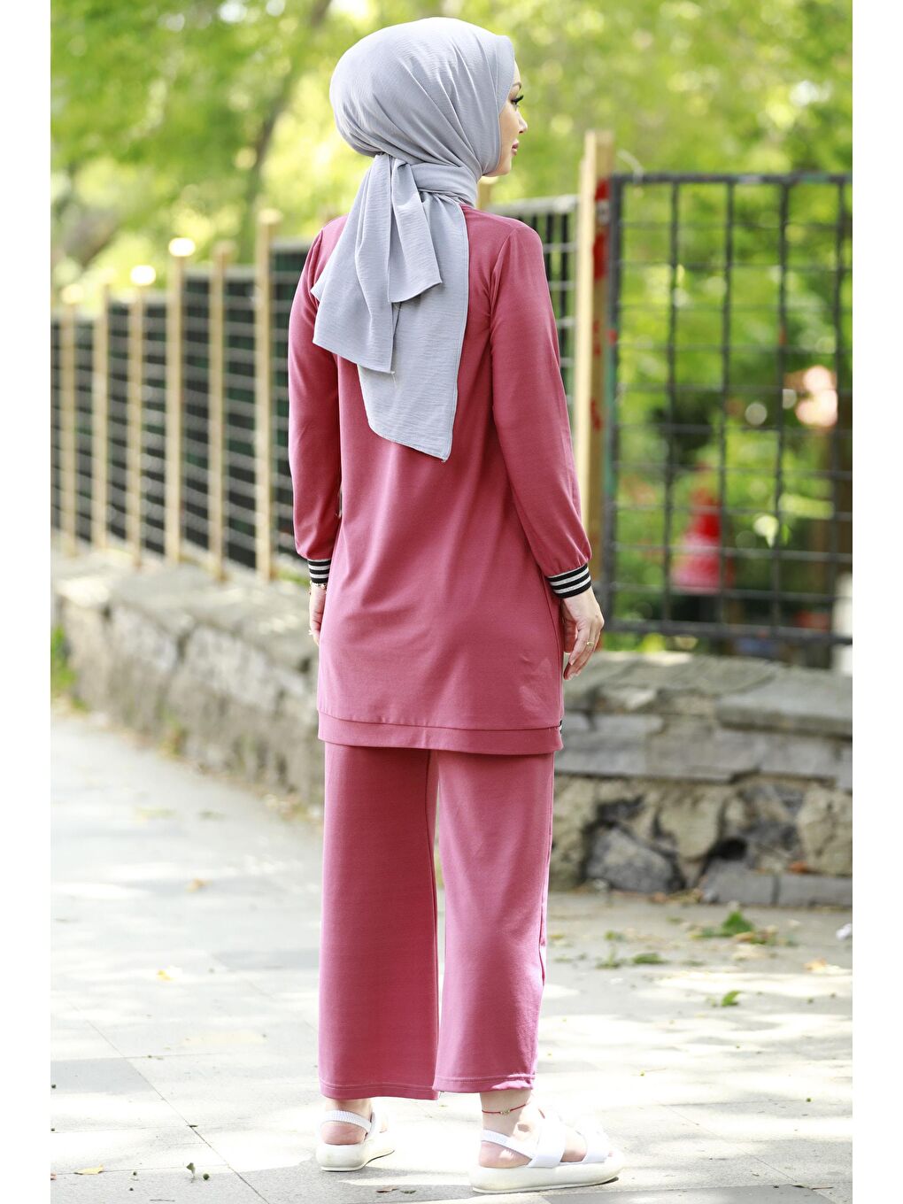 TOFİSA Pembe Düz Orta Pembe Tunik Kadın Pantolon - 3759 - 5