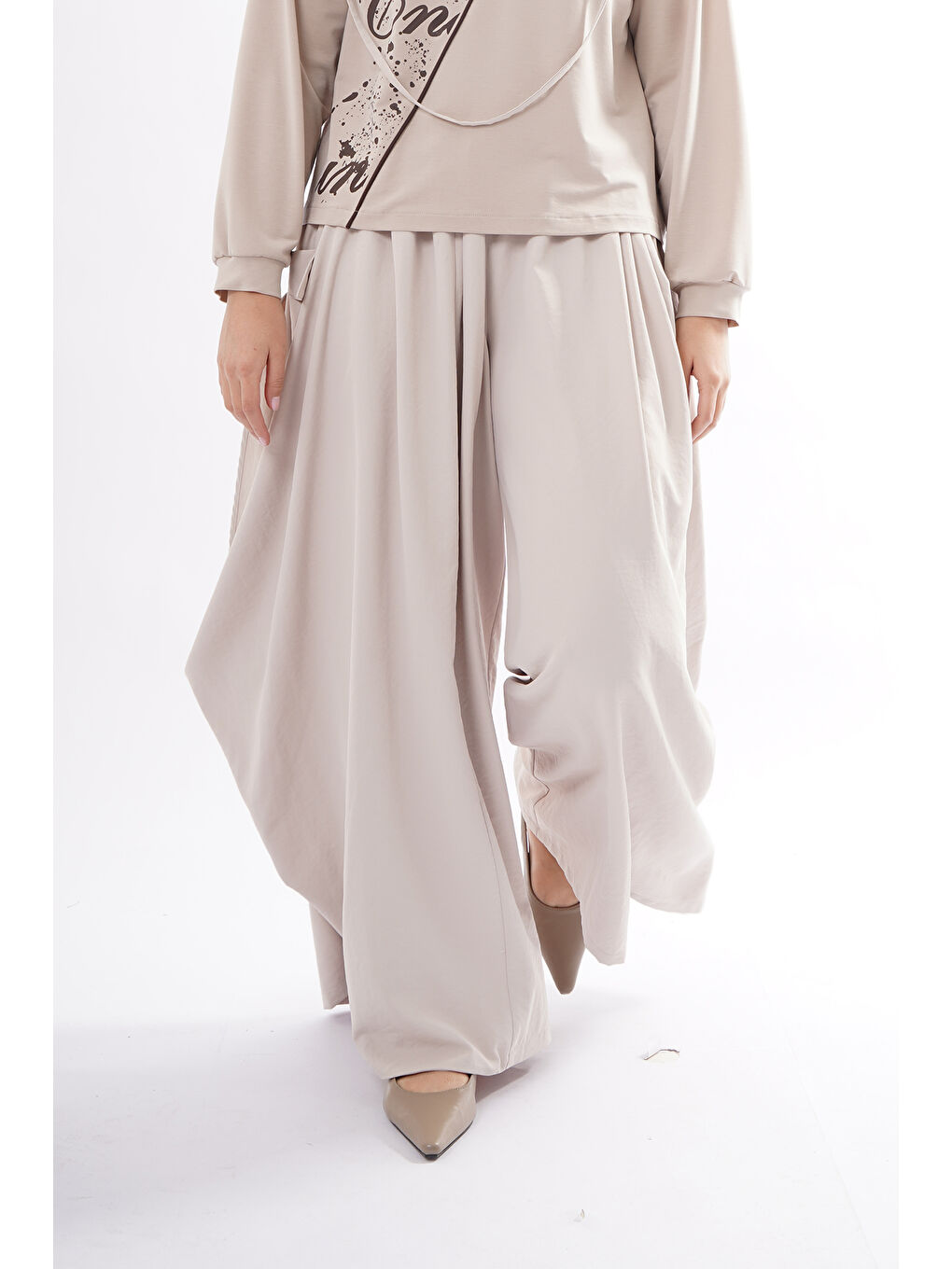 Bej Yandan Büyük Torba Cepli Zeyna Pantolon 330 Taş-2